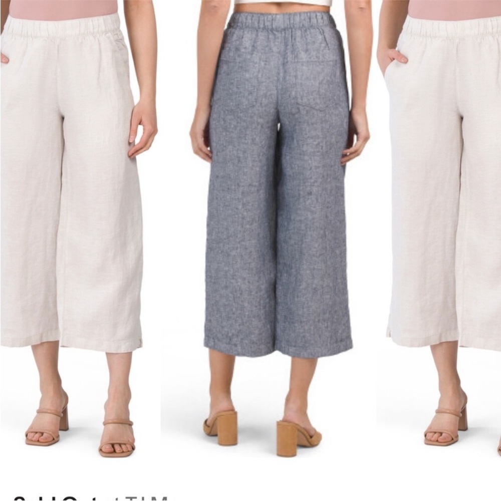 Cynthia Rowley 100% Linen Cropped culotte style crop Pant wide leg lagen look M - Picture 2 of 12